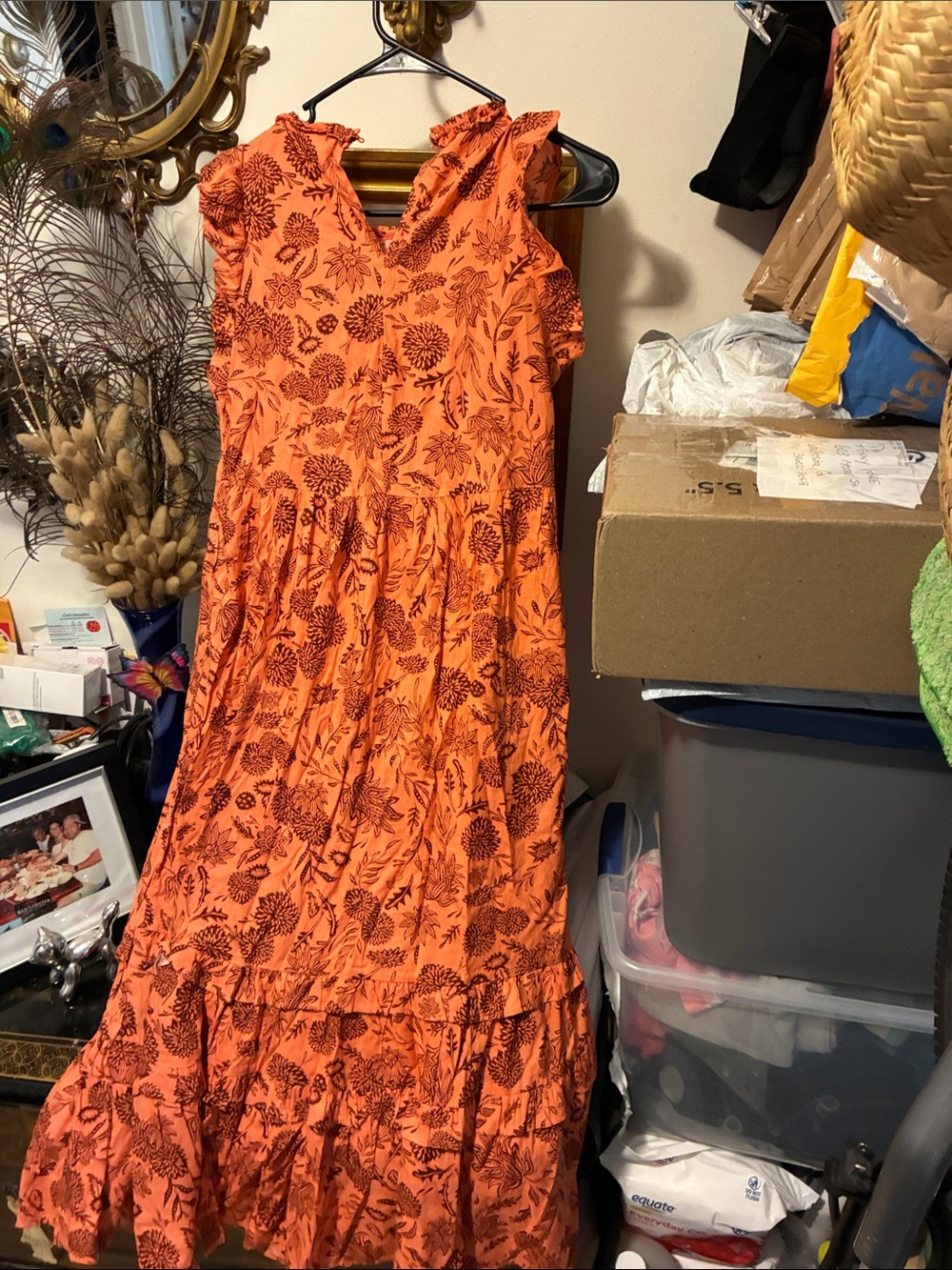 Universal threads Women’s Orange Floral Maxi Dress - Lightweight - Picture 7 of 13